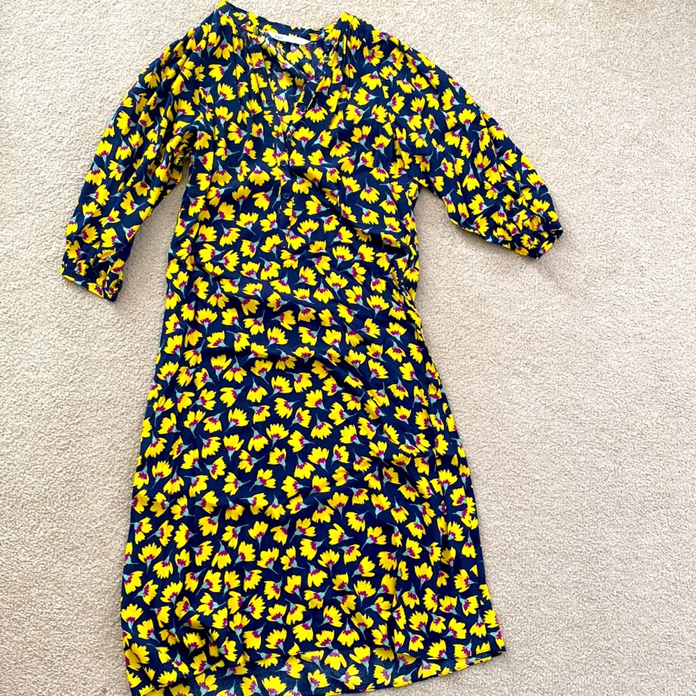 ZARA floral long sleeve ankle length dress XS